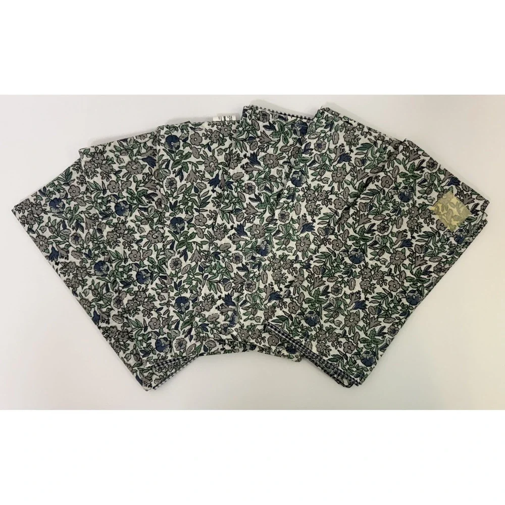 Vintage Bloomingdales Liberty Fabric Napkins Set of 6 Mamie Floral Gingham Y2K